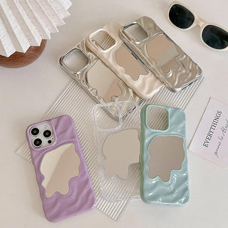 Auramma Collections Aesthetic Statement Matte Silver Glossy White Purple Mint Clear 3D Ripple Wavy Textured Surface Mirror Soft TPU Case iPhone 16 15 14 13 Pro Max