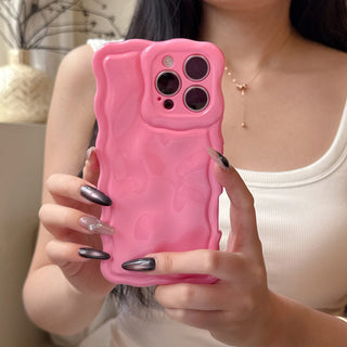 Auramma Collections Avant Basic Cool Minimalist Aesthetic Wavy Edge 3D Meteorite Style Glossy Macaron Butter Yellow Sakura Barbie Pink Mint Baby Blue Soft TPU Case iPhone 16 15 14 13 12 Pro Max Plus 16e