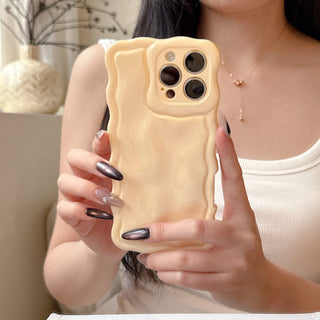 Auramma Collections Avant Basic Cool Minimalist Aesthetic Wavy Edge 3D Meteorite Style Glossy Macaron Butter Yellow Sakura Barbie Pink Mint Baby Blue Soft TPU Case iPhone 17 16 15 14 13 12 Pro Max Plus Air 16e