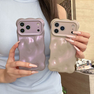 Auramma Collections Avant Basic Autumn Fall Color Neutral Pearlescent Purple Dusty Pink Brown 3D Bubbles Soft TPU Case iPhone 17 16 15 14 13 12 11 Pro Max Plus Air