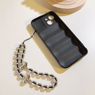 Auramma Collections Avant Basic Cool Girl Black Clear Rectangle Bead Heart String Phone Charm
