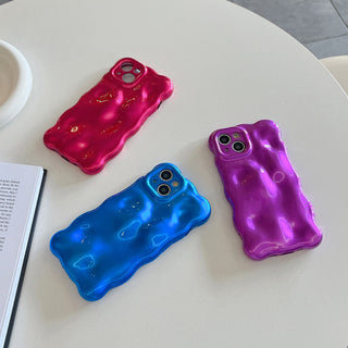 Auramma Collections Avant Basic Bright Bold Glossy Red Wine Fuchsia Klein Blue Dark Purple 3D Bubbles Soft TPU Case iPhone 16 15 14 13 12 11 Pro Max Plus