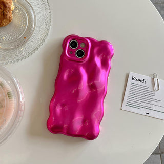 Auramma Collections Avant Basic Bright Bold Glossy Red Wine Fuchsia  3D Bubbles Soft TPU Case iPhone 17 16 15 14 13 12 11 Pro Max Plus 16e Air