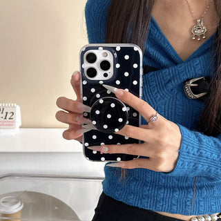 Auramma Collections Avant Basic Classic Timeless Polka Dot Design White Orange Blue Black Yellow Purple Colorful Matching Magnetic Grip MagSafe Soft TPU Case iPhone 16 15 14 13 Pro Max
