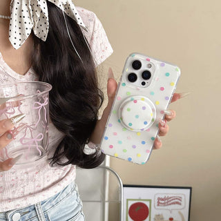 Auramma Collections Avant Basic Classic Timeless Polka Dot Design White Orange Blue Black Yellow Purple Colorful Matching Magnetic Grip MagSafe Soft TPU Case iPhone 16 15 14 13 Pro Max
