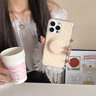 Auramma Collections Avant Basic Classic Timeless Polka Dot Design White Orange Blue Black Yellow Purple Colorful Matching Magnetic Grip MagSafe Soft TPU Case iPhone 16 15 14 13 Pro Max