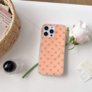 Auramma Collections Avant Basic Classic Timeless Polka Dot Design White Orange Blue Black Yellow Purple Colorful MagSafe Soft TPU Case iPhone 16 15 14 13 Pro Max