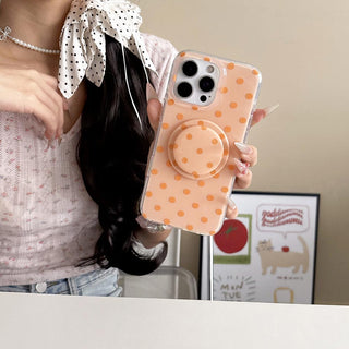 Auramma Collections Avant Basic Classic Timeless Polka Dot Design White Orange Blue Black Yellow Purple Colorful Matching Magnetic Grip MagSafe Soft TPU Case iPhone 16 15 14 13 Pro Max