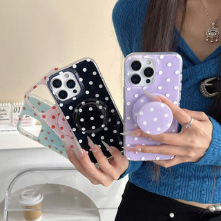 Auramma Collections Avant Basic Classic Timeless Polka Dot Design White Orange Blue Black Yellow Purple Colorful Matching Magnetic Grip MagSafe Soft TPU Case iPhone 16 15 14 13 Pro Max