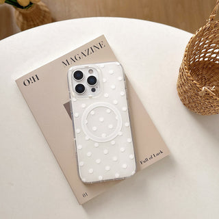 Auramma Collections Avant Basic Classic Timeless Polka Dot Design White Orange Blue Black Yellow Purple Colorful MagSafe Soft TPU Case iPhone 16 15 14 13 Pro Max