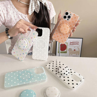 Auramma Collections Avant Basic Classic Timeless Polka Dot Design White Orange Blue Black Yellow Purple Colorful MagSafe Soft TPU Case iPhone 16 15 14 13 Pro Max