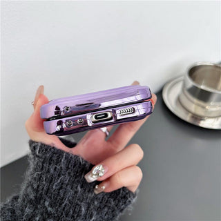 Auramma Collections Avant Basic Cool Aesthetic Metallic Rose Gold Blue Purple Silver Black Plated Wavy Edge Soft TPU Case Samsung Z Flip 6 5 4 3