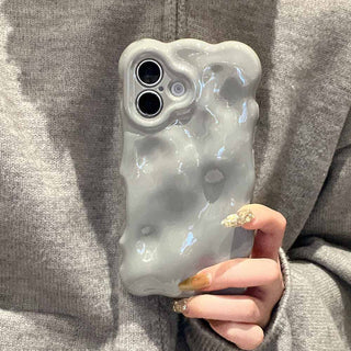 Auramma Ccollections Avant Basic Cool Gray Color Neutral 3D Textured Surface Bubbles Soft TPU Case iPhone 16 15 14 13 12 11 Pro Max