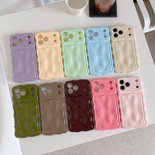 Auramma Collections Avant Basic Cool Minimalist Aesthetic Wavy Edge 3D Meteorite Style Glossy Macaron Butter Yellow Sakura Barbie Pink Mint Baby Blue Soft TPU Case iPhone 17 16 15 14 13 12 Pro Max Plus Air 16e