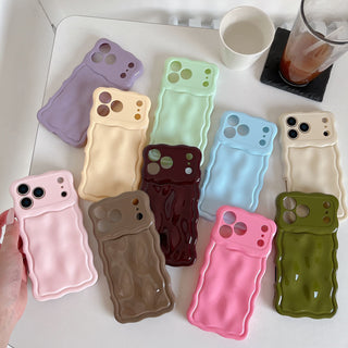 Auramma Collections Avant Basic 3D Meteorite Style Surface Wavy Edge Glossy Butter Yellow Sakura Pink Green Coffee Brown White Wine Red Purple Metallic Black Gold Silver Blue Pink Soft TPU Case iPhone 17 16 15 14 13 12 Pro Max Plus Air 16e