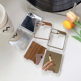 Auramma Collections Avant Basic Cool Mirror Rose Gold Silver Clear Bumper Soft TPU Case Samsung Z Flip 6 5 4 3 2