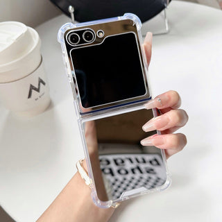 Auramma Collections Avant Basic Cool Mirror Rose Gold Silver Clear Bumper Soft TPU Case Samsung Z Flip 6 5 4 3 2