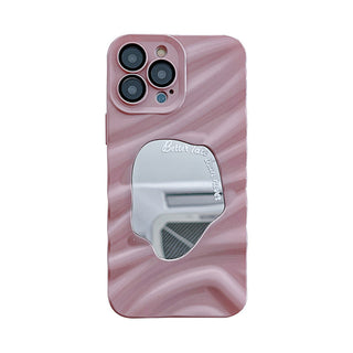 Auramma Collections Avant Basic Silver Black Blue White Pink Purple Green 3D Wavy Ripple Puddle Mirror Better Late Than Never Quote Soft TPU Case iPhone 16 15 14 13 12 11 Pro Max Plus