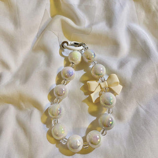 Auramma Collections Avant Basic Elegant Cute White Grey Brown Marble Bead Bracelet Phone Charm