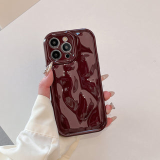 Auramma Collections Avant Basic Glossy White Burgundy Wine Red 3D Meteorite Style Soft TPU Case iPhone 16 15 14 13 12 11 Pro Max