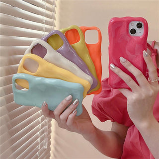 Auramma Collections Avant Basic Glossy Candy Macaron Color Fuchsia Orange Lemon Lavender Purple Sunny Yellow White Baby Blue 3D Bubbles Texture Surface Soft TPU case iPhone 16 15 14 13 Pro Max