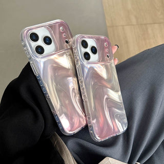 Auramma Collections Avant Basic Glossy Gradient Ombre Pink 3D Ripples Look Flat Surface Soft TPU Case iPhone 17 16 15 14 13 Pro Max