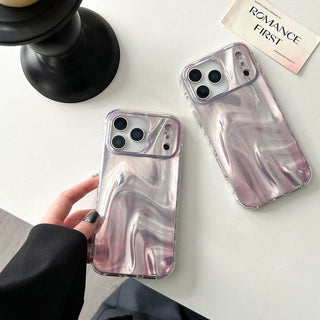 Auramma Collections Avant Basic Glossy Gradient Ombre Purple 3D Ripples Look Flat Surface Soft TPU Case iPhone 17 16 15 14 13 Pro Max
