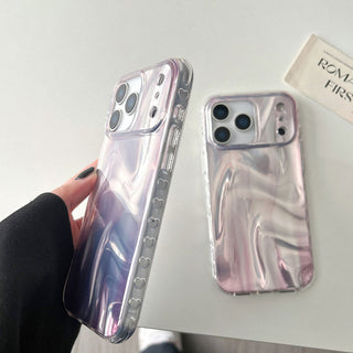 Auramma Collections Avant Basic Glossy Gradient Ombre Purple 3D Ripples Look Flat Surface Soft TPU Case iPhone 17 16 15 14 13 Pro Max