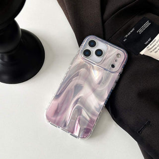 Auramma Collections Avant Basic Glossy Gradient Ombre Purple 3D Ripples Look Flat Surface Soft TPU Case iPhone 17 16 15 14 13 Pro Max