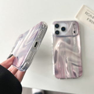 Auramma Collections Avant Basic Glossy Gradient Ombre Purple 3D Ripples Look Flat Surface Soft TPU Case iPhone 17 16 15 14 13 Pro Max