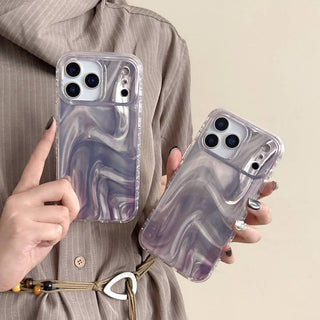 Auramma Collections Avant Basic Glossy Gradient Ombre Purple 3D Ripples Look Flat Surface Soft TPU Case iPhone 17 16 15 14 13 Pro Max