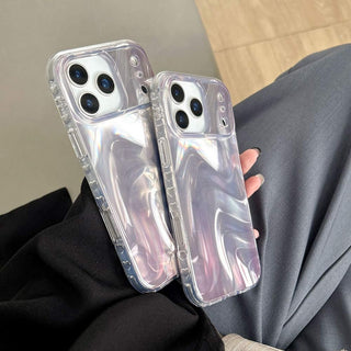 Auramma Collections Avant Basic Glossy Gradient Ombre Purple 3D Ripples Look Flat Surface Soft TPU Case iPhone 17 16 15 14 13 Pro Max