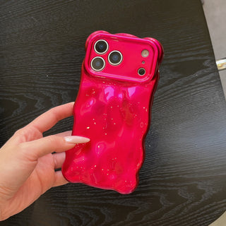 Auramma Collections Avant Basic Bright Bold Glossy Red Wine Fuchsia  3D Bubbles Soft TPU Case iPhone 17 16 15 14 13 12 11 Pro Max Plus 16e Air