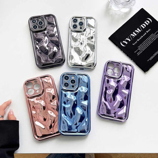 Auramma Collections Avant Basic Glossy Metallic Black Silver Blue Purple Pink 3D Meteorite Style Soft TPU Case iPhone 16 15 14 13 12 11 Pro Max Plus