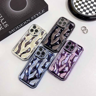 Auramma Collections Avant Basic Glossy Metallic Black Silver Blue Purple Pink 3D Meteorite Style Soft TPU Case iPhone 16 15 14 13 12 11 Pro Max Plus