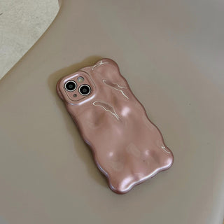 Auramma Collections Avant Basic Minimalist Aesthetic Glossy Pearl Glitter Purple Khaki Pink Grey Blue Tortoise Yellow Black Wavy Edge 3D Bubbles Style Soft TPU Case iPhone 16 15 14 13 12 11 Pro Max Plus