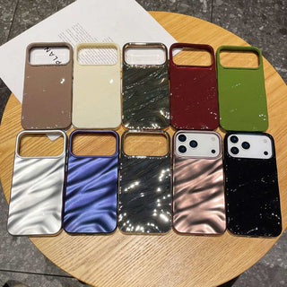Auramma Collections Avant Basic Glossy White Green Wine Red Burgundy Black Khaki 3d Ruffle Texture Surface Soft TPU Case iPhone 17 16 15 14 13 12 11 Pro Max Plus Air 16e