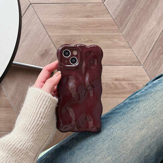 Auramma Collections Avant Basic Bright Bold Glossy Red Wine Fuchsia  3D Bubbles Soft TPU Case iPhone 17 16 15 14 13 12 11 Pro Max Plus 16e Air