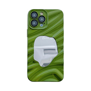 Auramma Collections Avant Basic Silver Black Blue White Pink Purple Green 3D Wavy Ripple Puddle Mirror Better Late Than Never Quote Soft TPU Case iPhone 16 15 14 13 12 11 Pro Max Plus