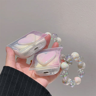 Auramma Collections Avant Basic Fairy Soft Aesthetic Iridescent Laser Radiant Color Candy Bag Heart Bead Bracelet Charm TPU Case AirPods 1 2 3 Pro