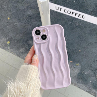 Auramma Collections Avant Basic Linear Wavy Glossy Finish Pastel Lavender Purple Blue Dusty Pink Light Grey Soft TPU Case iPhone 16 15 14 13 12 11 Pro Max Plus