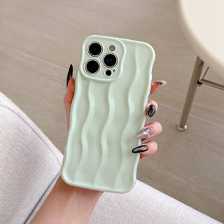 Auramma Collections Avant Basic Linear Wavy Glossy Finish Summer Pastel Baby Blue Barbie Sakura Pink Mint Green Butter Yellow Soft TPU Case iPhone 16 15 14 13 Pro Max