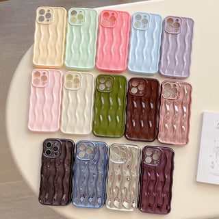 Auramma Collections Avant Basic Linear Wavy Glossy Finish Summer Pastel Baby Blue Barbie Sakura Pink Mint Green Butter Yellow Soft TPU Case iPhone 16 15 14 13 Pro Max