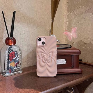 Auramma Collections Avant Basic Aesthetic Matte 3D Butterfly Brown White Khaki Dusty Pink Black Soft TPU Case iPhone 14 13 12 11 Pro Max
