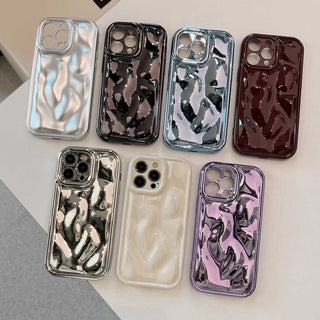 Auramma Collections Avant Basic Matte Finish Silver Chrome 3D Meteorite Style Soft TPU Case iPhone 16 15 14 13 12 11 Pro Max