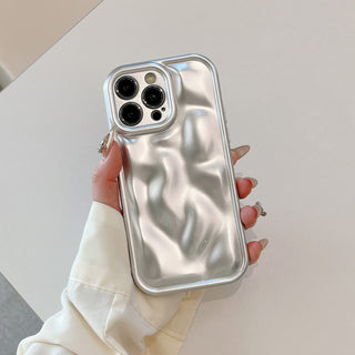 Auramma Collections Avant Basic Matte Finish Silver Chrome 3D Meteorite Style Soft TPU Case iPhone 16 15 14 13 12 11 Pro Max