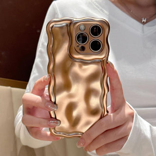 Auramma Collections Avant Basic Cool Minimalist Aesthetic Matte Metallic Black Blue Champagne Gold Pink Silver 
Wavy Edge 3D Meteorite Textured Surface Style Soft TPU Case iPhone 16 15 14 13 12 Pro Max
