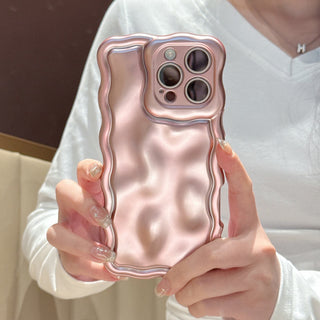 Auramma Collections Avant Basic Cool Minimalist Aesthetic Matte Metallic Black Blue Champagne Gold Pink Silver 
Wavy Edge 3D Meteorite Textured Surface Style Soft TPU Case iPhone 16 15 14 13 12 Pro Max