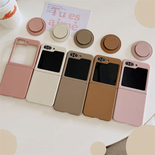 Auramma Collections Avant Basic Matte Neutral Pink White Brown Caramel Plain Magnetic Grip Soft TPU Case Samsung Z Flip 5 4 3