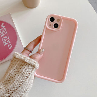 Auramma Collections Avant Basic Matte Plain Color Fuchsia Green Blue Brown Milk Tea White Black Thick Frame Soft TPU Case iPhone 16 15 14 13 12 Pro Max Plus